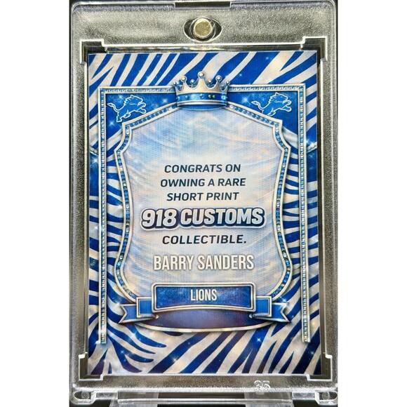 Barry Sanders 1/5 SP Zebra Holographic Fan Art Trading Card Detroit Lions - Picture 2 of 2